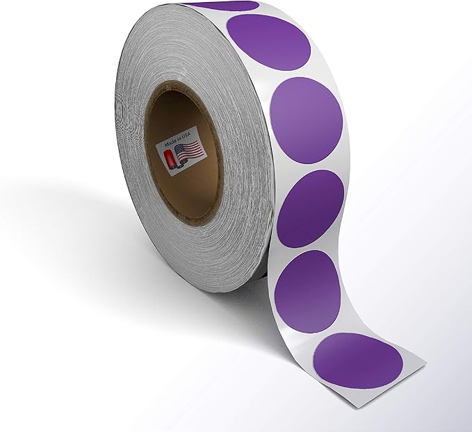 Kenco Color Coding Circle Dot Sticker Labels on a roll (Purple, 2 INCH 500 Stickers)