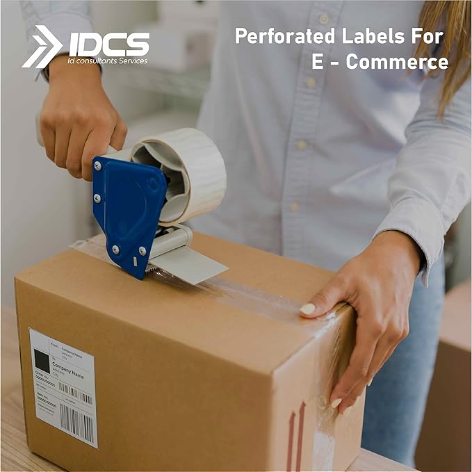 IDCS 4"x6" Direct Thermal Shipping Labels, 1250 Labels/5 Rolls(250 Labels per Roll), Perforated E-Commerce, Thermal Label Paper Roll Compatible with Zebra, TSC, Honeywell, Godex, Strong Adhesive