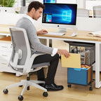 Rolling File Cart with 2 Storage Drawers, File Cabinet with Wheels, Hanging File Folder Organizer, Under Desk Storage, Printer Stand Utility Cart Filing Cabinet for Home Office,Black