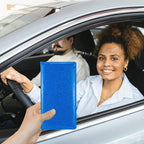 Car Registration and Insurance Holder, Leather Magnetic Shut Vehicle Glove Box Organizer for Document, Card, Driver License, Glitter Blue
