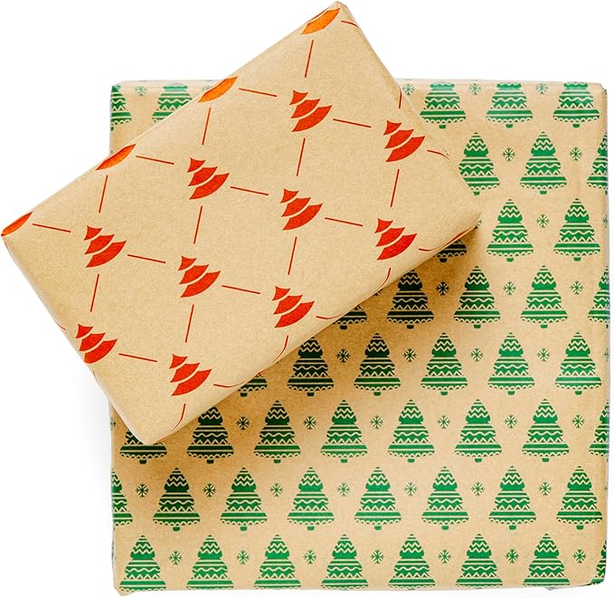 Purple Papers Eco Friendly Brown Gift Wraps for Christmas for small and medium sized boxes | Pack of 12 sheets | 18x22 Inches