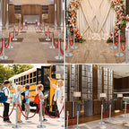 4 Pack Silver Stanchion Posts, Stanchions and Velvet Ropes, Queue Barrier Line Divider with Fillable Plastic Base for Sand or Water, Suits for Airport,Parties,Grand Opening,Casino,Bank