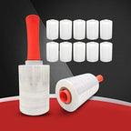 12 Pack Industrial Strength Mini Hand Stretch Wrap with 2 Plastic Handles, 60 Gauge Thick, 5" x 1000 Ft Roll, Shrink Wrap Roll for Moving Pallets, Plastic Wrap for Packing, Heavy Duty Stretch Film