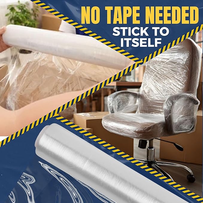 Rockin Rolls Stretch Film Wrap – 18" x 1500 FT x 80 Gauge, 1 Roll Heavy Duty Pallet Wrap, Clear Plastic Moving Wrap for Packing, Shipping, Furniture & Luggage – Durable Self-Adhering Shrink Wrap Roll