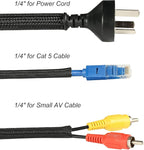 CrocSee 25ft - 1/4 inch Braided Cable Management Sleeve Cord Protector - Self-Wrapping Split Wire Loom for TV/Computer/Home Theater/Engine Bay - Black