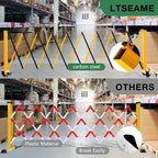 11.5FT Expandable Barricade Gate, Expandable Metal Barricade Gate Alloy Fence with Wheels, Retractable Crowd Control, for Industrial or Residential Use (Yellow, 11.5FT)