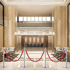 Wesiti 6 Pcs Silver Stainless Steel Stanchion Post with 5 ft Red Braided Rope Crowd Control Stanchions Red Carpet Ropes and Poles Crowd Control Barriers for Party Concert Theater Hotels