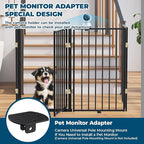Metal Freestanding Dog Gate Outdoor-4 Panels with Door, Extra Wide Foldable Pet Fence with Pet Monitor Adapter, 32'' Height Tall Dog Gate for Doorways, Stairs, Hallways, Yard, Indoor