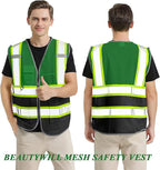 BeautyWill Custom Logo Safety Vest Class 2 High Visibility Reflective Vest for Men - Personalized Logo Team Vest