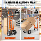 3in1 Convertible Hand Truck, Aluminum Hand Trucks 880 lb Capacity, Utility Dolly Cart Converts from Hand Truck Dolly to Platform Cart 3 Positions for Transport & Moving with 10" Rubber Wheels