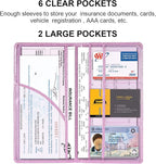 Cacturism Car Registration and Insurance Holder, Car Accessories Vehicle Glove Box Car Organizer Men Women Wallet Case with Magnetic Shut for Cards, Essential Document, Driver License, Bling Pink
