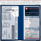 Auto Insurance and Registration Card Holder - Vehicle Glove Box Document Organizer - Car Essential Paperwork Holder for DMV, AAA, Contact Information Cards - Premium PU Leather Wallet Case - Blue