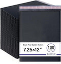 Black 7.25x12 Inch Poly Bubble Mailers #1 | Self Seal Padded Envelopes | Air Cushioned Bubble Mailer | Usable Size 7.25x11 Inch | 100 Pack Bulk | Waterproof | Lightweight Mailing Shipping Bags
