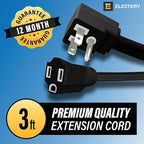 3 ft Heavy Duty Appliance Extension Cord, 14 AWG, 15A 125V 1875W, 3 Prong Flat Plug, ETL Listed, Short Power Extension Cable for Air Conditioner, Refrigerator, Microwave, Indoor Use, Black