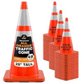Xpose Safety 28 Inch Orange Traffic Cones Heavy Duty 10lb with 6" & 4" Collars, 48-Pack - Multipurpose PVC Plastic Safety Cone for Parking, Soccer, Caution, Kids and Construction - DOT Approved