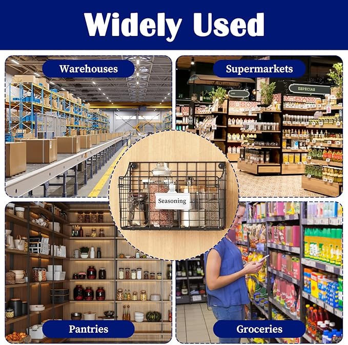 200 Pcs Plastic Wire Shelf Label Holders with 200 Blank Cards - Reusable Snap Lock Price Tag Holders for Supermarket, Retail Store, Pantry Organization - Tight Grip for Wire Shelving (3" x 1.34")