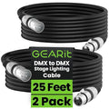 GEARit DMX to DMX Stage Lighting Cable (25 Feet, 2-Pack) DMX Male to Female (XLR Compatible) 3-Pin Balanced Shielded for DJ LED Moving Head Par Light, Mic Mixer, Recording Studio, Podcast - 25ft
