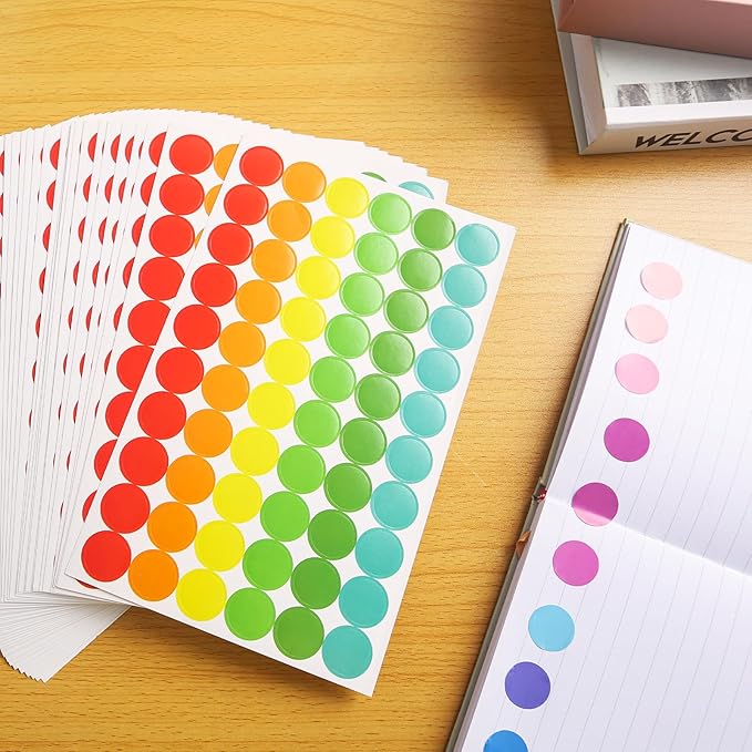 SallyFashion 2160PCS Dot Stickers 3/4 inch Color Coding Labels Round Dot Labels for Kids, 12 Color Polka Circle Label Pricing Stickers for Office Classroom Decor Must Haves, Garage Yard Sales, Papers