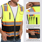 Reflective Safety Vest for Men and Women - High Visibility Construction Vest - Dual Tone Reflective Strips