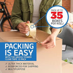 Grizzly Power Clear Packing Tape (12 Rolls) | Heavy Duty Packing Tape (2 Inch x 65 Yards) | 2.8mil Thick Strong Adhesive for Moving Boxes, Shipping Cartons, Office Use, Storage & Wrapping (780 Yards)