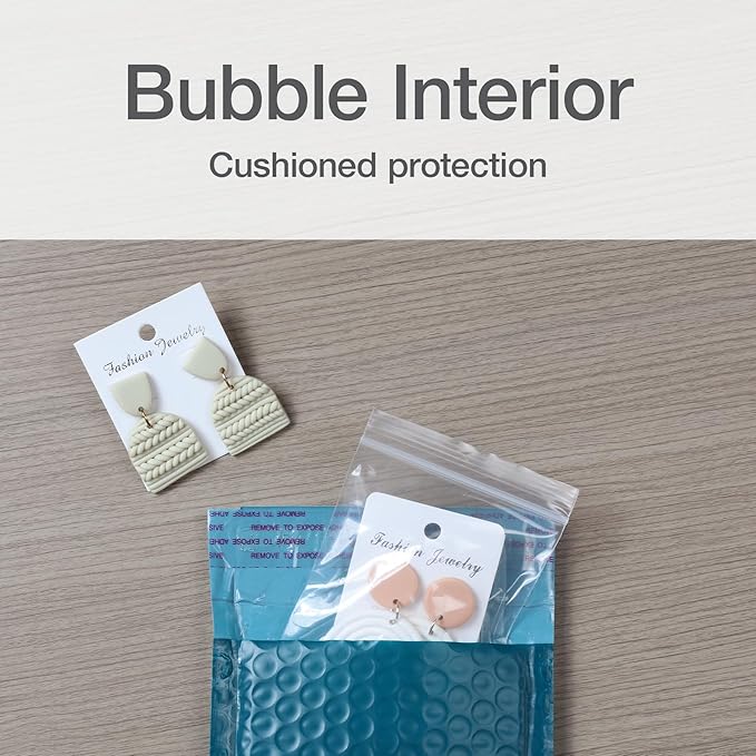 Quality Park Bubble Mailers, 4 x 8 Shipping Envelopes, Self-Seal, Small Blue Padded Envelopes, Redi-Strip Peel Off Closure, 50 Per Box (QUA85909)