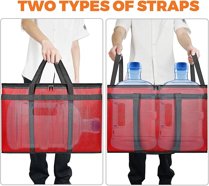 Insulated Food Delivery Bag, Commercial Grade Pizza Carrier for Hot and Cold Food, Large Reusable Catering Cooler Bag 22x15x14, Pizza Delivery Box for Uber Eats, Doordash Essentials