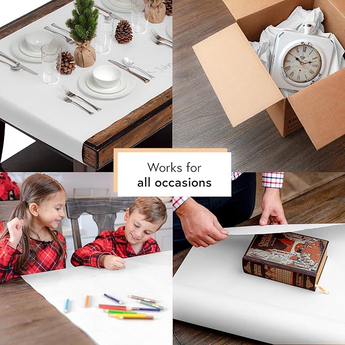DIY CREW White Kraft Paper Roll - 30 Inch x 150 Feet - USA Made - Recycled Material - Wrapping Paper - Ideal for Packing, Shipping, Packaging, Bulletin Board, Arts & Crafts, Banner, Table Covering