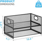 Marbrasse 2 Tier Paper Organizer Letter Tray, Mesh File Organizer with Handle, Paper Sorter Desk Organizer for Home Office Supplies - Black