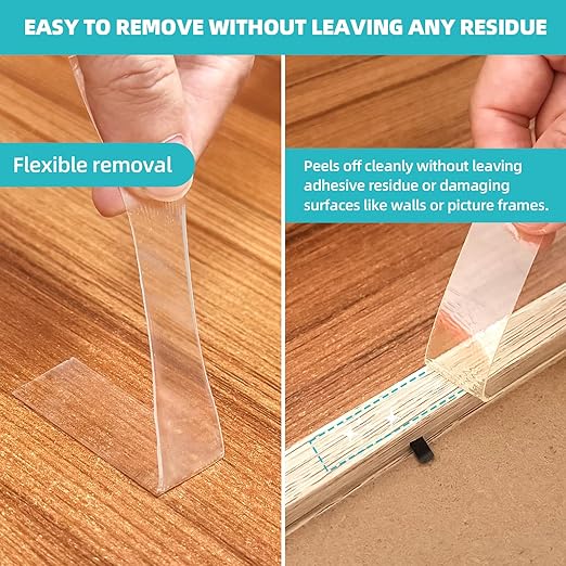 Double Sided Tape Heavy Duty 1.2in×20ft, Nano Tape Double Sided, Removable Traceless Two Sided Adhesive Tape, Clear Mounting Tape Double Sided Tape for Walls, Hanging Picture,Poster,Carpet