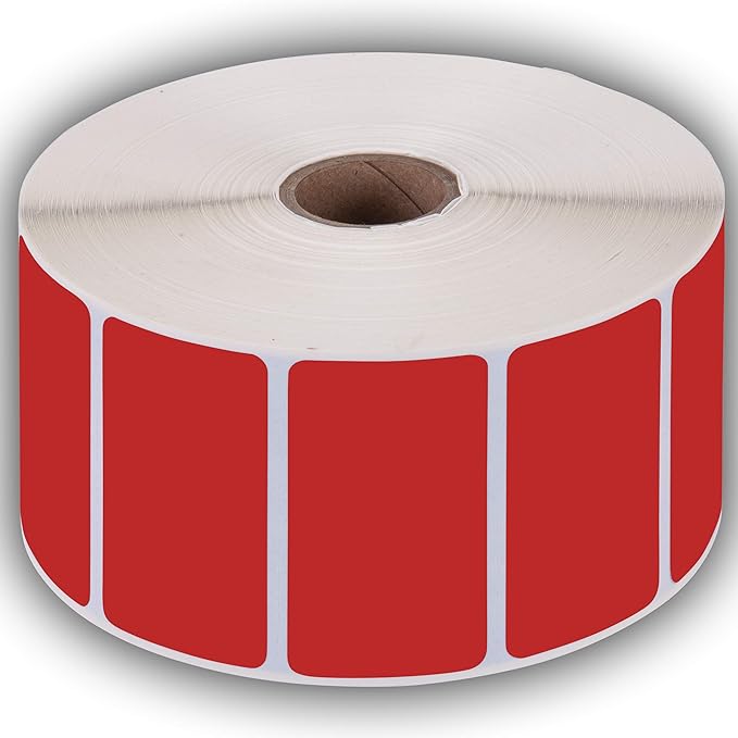 2.25" X 1.25" Direct Thermal Perforated Stickers Labels for Barcodes, Address, Consignment - Compatible with Zebra, Rollo, Godex and More (RED, 1 ROLL)