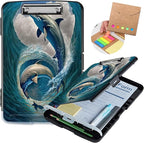 Clipboard with Storage,Heavy Duty Plastic Storage Clipboard with Low Profile Clip,Teacher Must Haves,Office Supplies,Dolphins Ocean