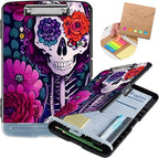 Clipboard with Storage,Heavy Duty Plastic Storage Clipboard with Low Profile Clip,Teacher Must Haves,Office Supplies,Skeleton Rose Flowers