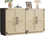 SICOTAS Sideboard Buffet Cabinet with Storage - Modern Farmhouse Credenza with Doors and Adjustable Shelves Fluted Kitchen Buffet Storage Cabinets Coffee Bar Cabinet