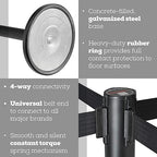 Qbuster Black Stanchions with Retractable Belts, Crowd Control Safety Barrier with 11’ Black Belts, 1 Sign Holder, Set of 6 Posts