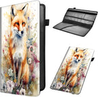Car Registration and Insurance Holder, Leather Car Glove Box Organizer, Cool Car Accessories for ID, Driver's License Cards & Essential Document,business cards,Men&Women,Watercolor Foxs Flower