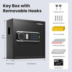 Heavy Duty 64 Keys Electronic Key Lock Box Wall Mount with Code, Key Cabinet with Deposit Key Slot, Adjust Key Organizer with Led Light
