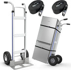 Large Wheel Hand Truck/Two Wheel Appliance Dolly Cart with 2 Straps / 600lb Load/Heavy Duty/for Equipment/Furniture/Electrical Appliances/Large Cartons/Warehouse