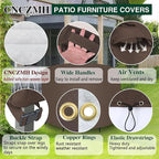 Heavy Duty Patio Furniture Covers Waterproof, 600D Round Outdoor Furniture Cover Waterproof for Sectional Sofa Couch, Outdoor Dining Table and Chair Set Covers 20"DIA x 23"H, Brown