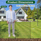 SUNLAX 5 Panels Garden Fence 12ft(L) x 40in(H) Metal Fence Panels Dog Fence Animal Barrier Fence No Dig for Backyard Outside Yard Patio Without Gate