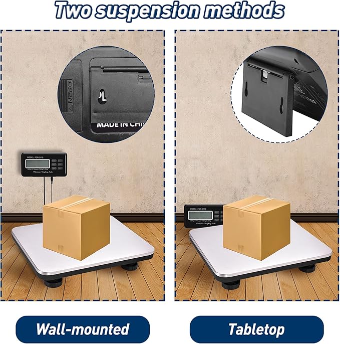 Shipping Scale 660lbs LCD Digital Postal Scale, Stainless Heavy Duty Postage Scale for Packages, 300kg Capacity Platform Scale for Shipping Weighing（14"X 12"）