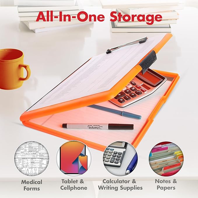 Dexas Slimcase 2 Plastic Clipboard with Storage and Side Opening