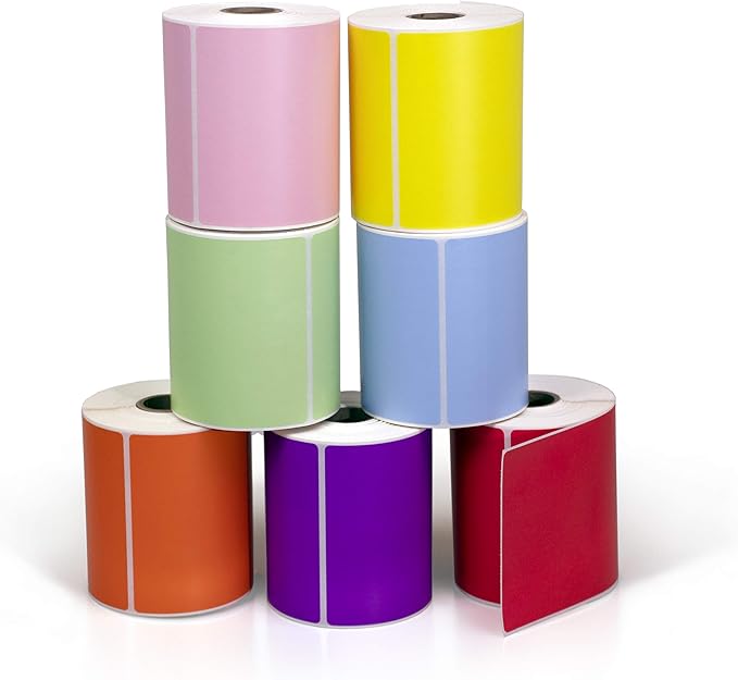 4" X 6" Direct Thermal Perforated Stickers Labels for Shipping Labels, Inventory, and Color Coding - Compatible with Zebra, Rollo, Godex and More (Yellow, 24 Rolls)