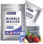 200-Pack Insulated Silver Thermal Bubble Mailers 18 x 23 - Waterproof Metallic Foil Self-Sealing Padded Envelopes for Cold Shipping, Perishables, Food, Cosmetics, Pharmaceuticals