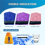 2X 500g Rechargeable Silica Gel Beads with 1 Cloth Bag, Indicating Blue Desiccants Beads [3-5mm] Moisture Absorber Desiccant Packs for Storage
