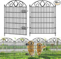 10 Panels No Dig Tall Garden Fence with Gate – 34" H X 22' L Rustproof Metal Dog Fences Outdoor for Yard, Decorative Animal Barrier Fence for Pet, Garden Border, Patio, Flower | Temporary Fencing
