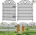 10 Panels No Dig Tall Garden Fence with Gate – 34" H X 22' L Rustproof Metal Dog Fences Outdoor for Yard, Decorative Animal Barrier Fence for Pet, Garden Border, Patio, Flower | Temporary Fencing