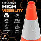 Xpose Safety 18 Inch Orange Traffic Cones with 6" Collar - 12 Pack Multipurpose PVC Plastic Safety Cone for Parking, Soccer, Caution, Kids and Construction - DOT Approved