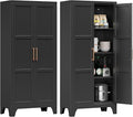 Pantry Cabinets for Kitchen,61.02” Tall Storage Cabinets,Metal Pantry Storage Cabinet with 2 Doors and 3 Adjustable Shelves for Kitchen/Black