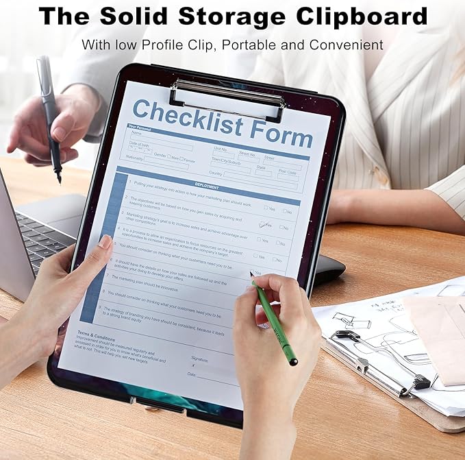 Clipboard with Storage,Plastic Storage Clipboard with Low Profile Clip, Heavy Duty Nursing Clipboards Foldable,Coaches Clipboard Case for Work, Teacher,Office School Supplies,Cool Lion