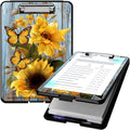 Clipboard with Storage, High Capacity Plastic Storage Clipboard with Low Profile Clip for Women Teachers Work, School & Office Supplies, Cute Pattern Decorative Clipboards, Sunflower Butterfly